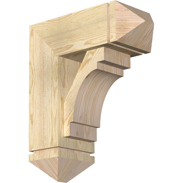 Ekena Millwork Merced Arts and Crafts Rough Sawn Bracket w/ Offset Brace, Douglas Fir, 8"W x 20"D x 24"H BKT0806X20X24MRC03RDF - main